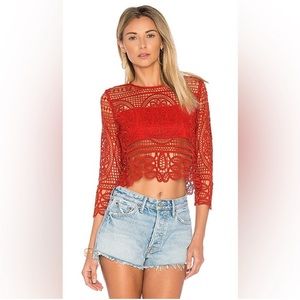 NWT Lovers + Friends Night Bloom Crochet Lace Blouse